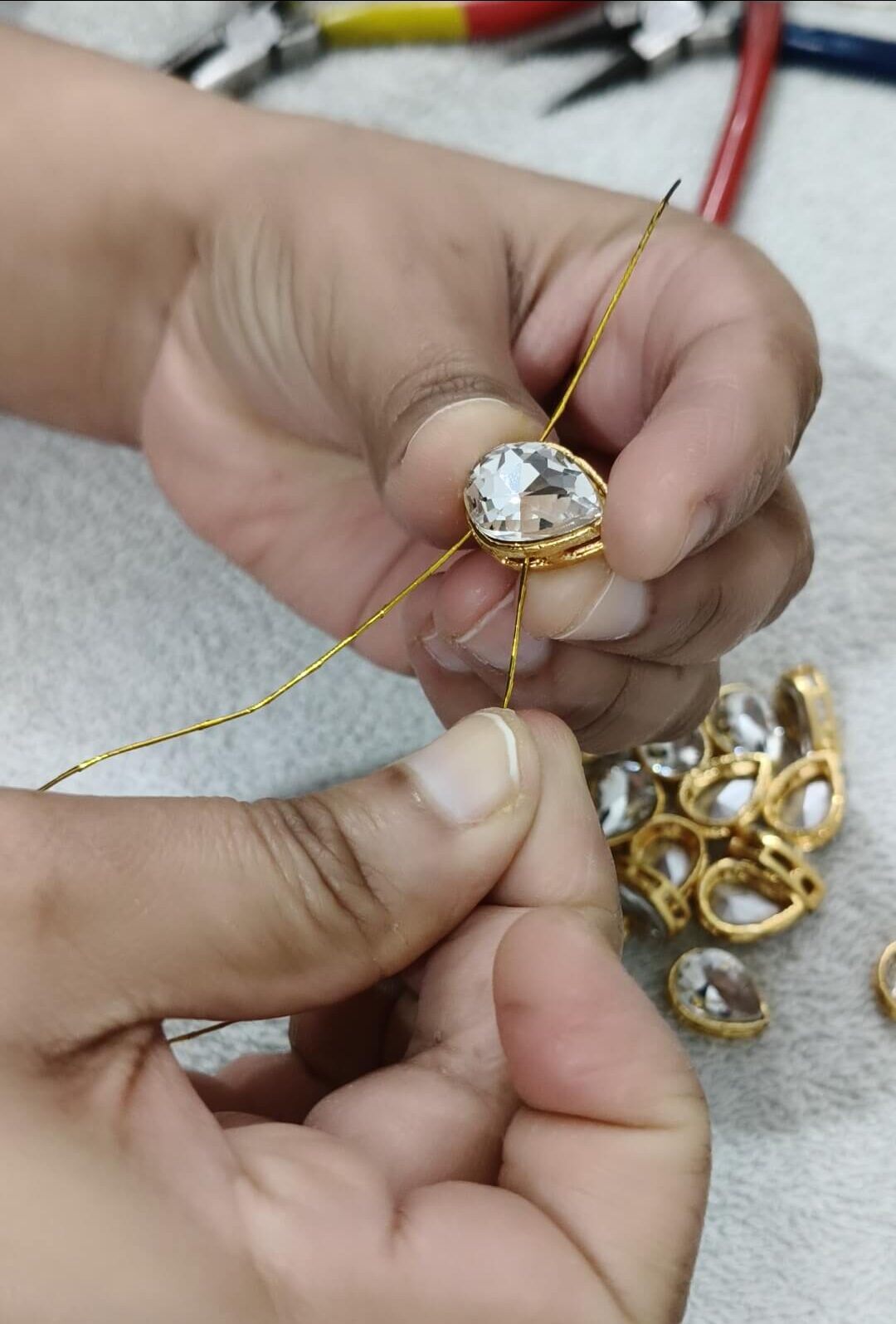 Pink beads kundan chokar making process